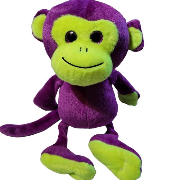 Toy Factory 2015 Floppy Monkey Plush 13" Soft Purple Glitter Eyes Stuffed Animal - Picture 1 of 7